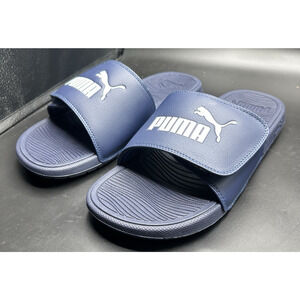 PUMA Men's Slide Swim Cool Cat 2.0 Sandals Size 11 Blue White NEW